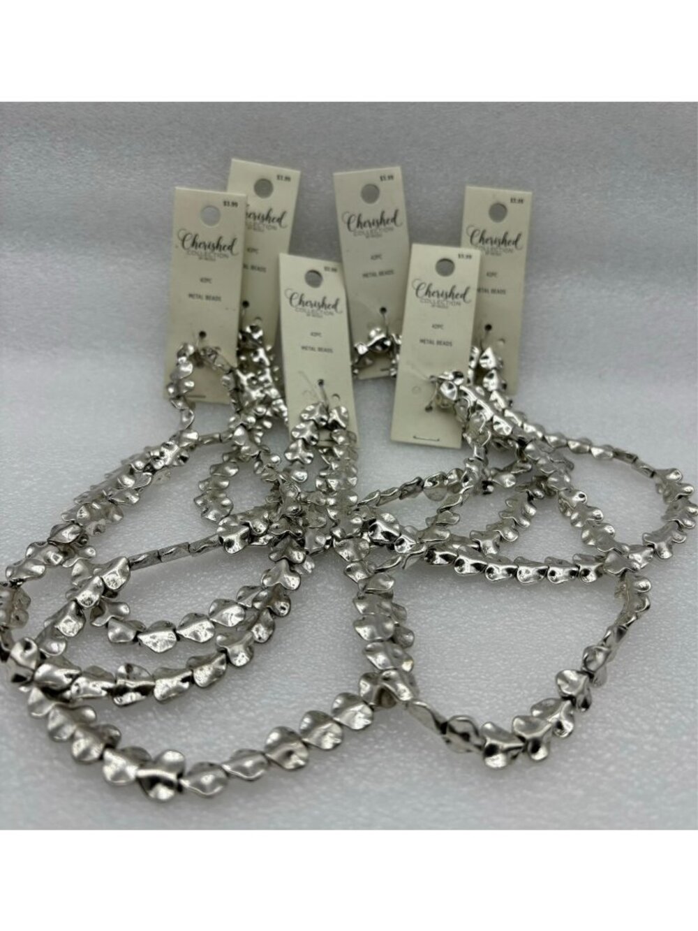 6 Packs Silver Tone Metal Heart Shape Beads